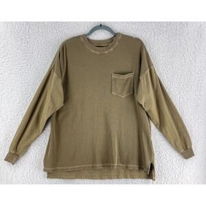 Urban Outfitters Green Waffle Crew Neck Shirt Mens Long Sleeve Casual Size Small